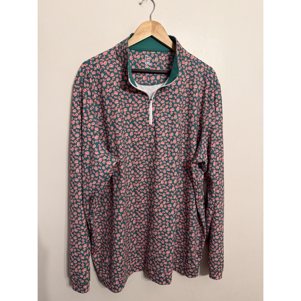 Rhoback Men's Golf Performance 1/4 Zip Midlayer Pullover Azalea Floral Print XXL